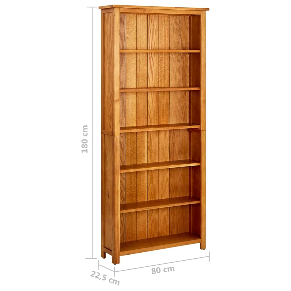 Libreria a 6 Ripiani 80x22,5x180 cm in Massello di Rovere | homemem39