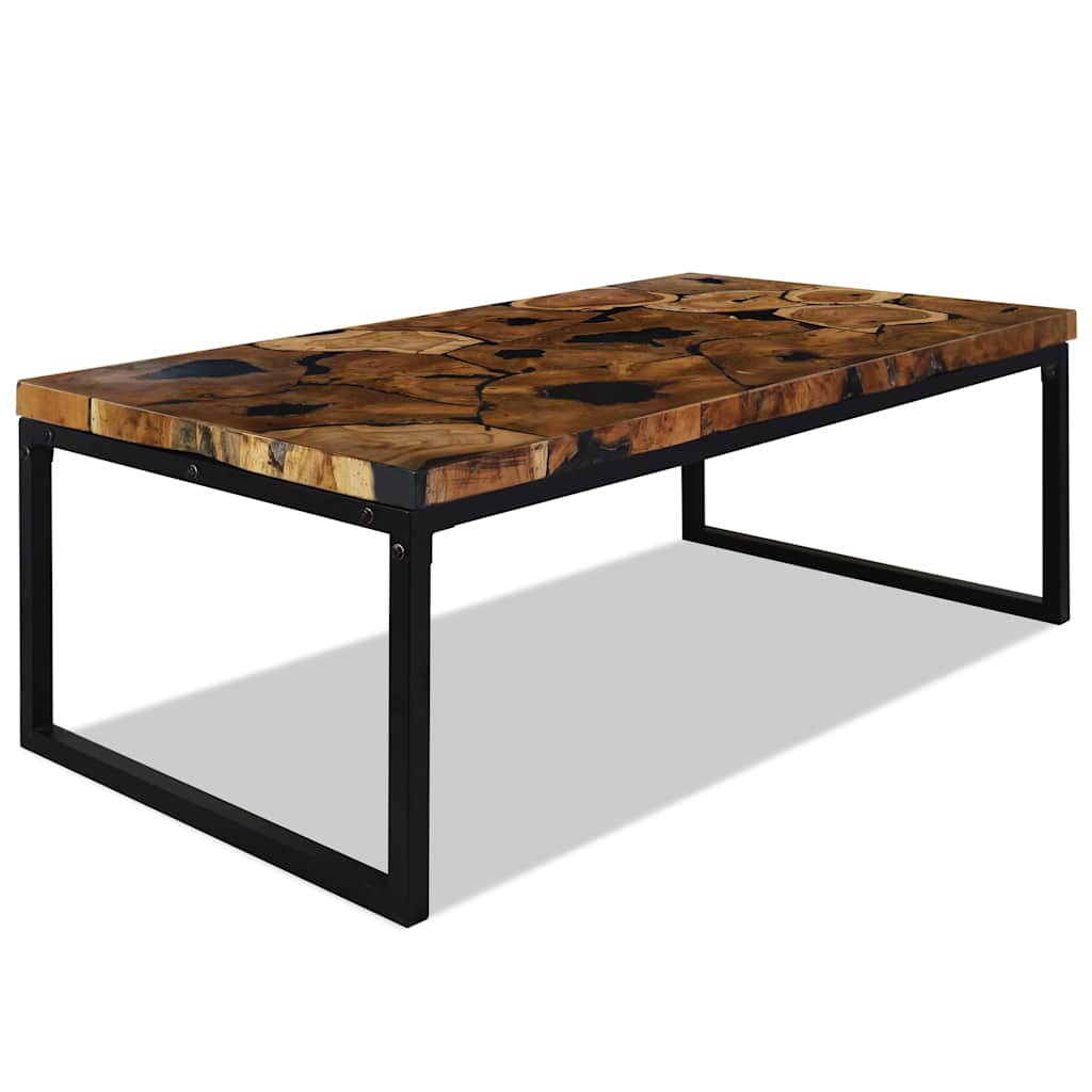 Tavolino da Salotto in Legno di Teak e Resina 110x60x40 cm | homemem39