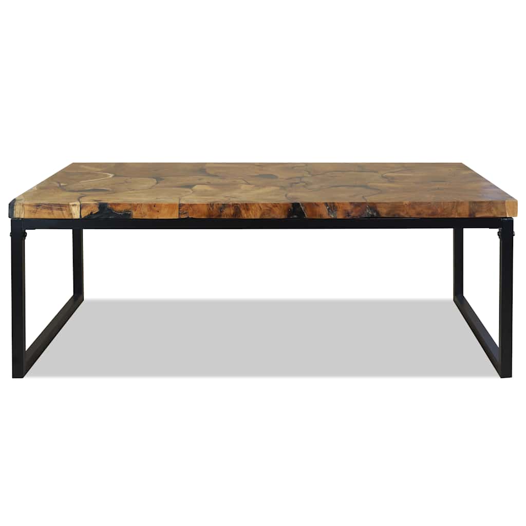 Tavolino da Salotto in Legno di Teak e Resina 110x60x40 cm | homemem39