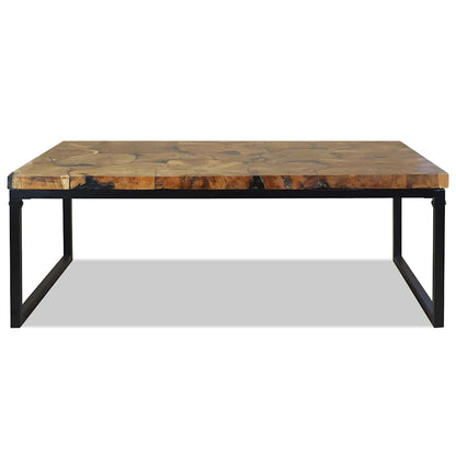 Tavolino da Salotto in Legno di Teak e Resina 110x60x40 cm | homemem39