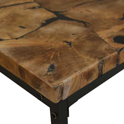 Tavolino da Salotto in Legno di Teak e Resina 110x60x40 cm | homemem39