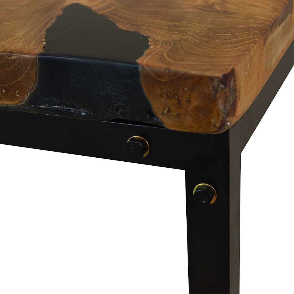 Tavolino da Salotto in Legno di Teak e Resina 60x60x40 cm