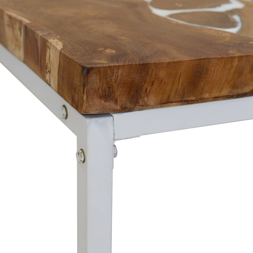 Tavolino da Salotto in Legno di Teak e Resina 110x60x40 cm | homemem39