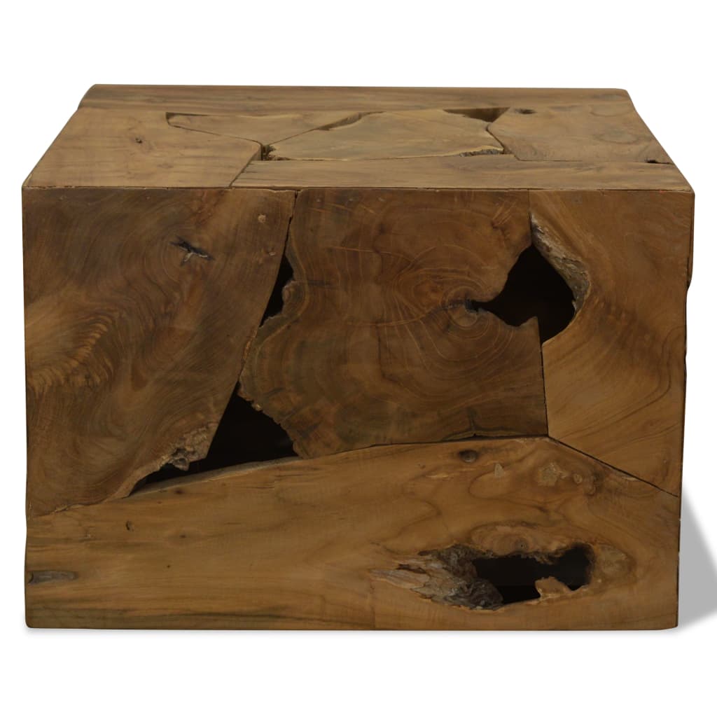 Tavolino da Caffè in Autentico Legno di Teak 50x50x35cm Marrone | homemem39