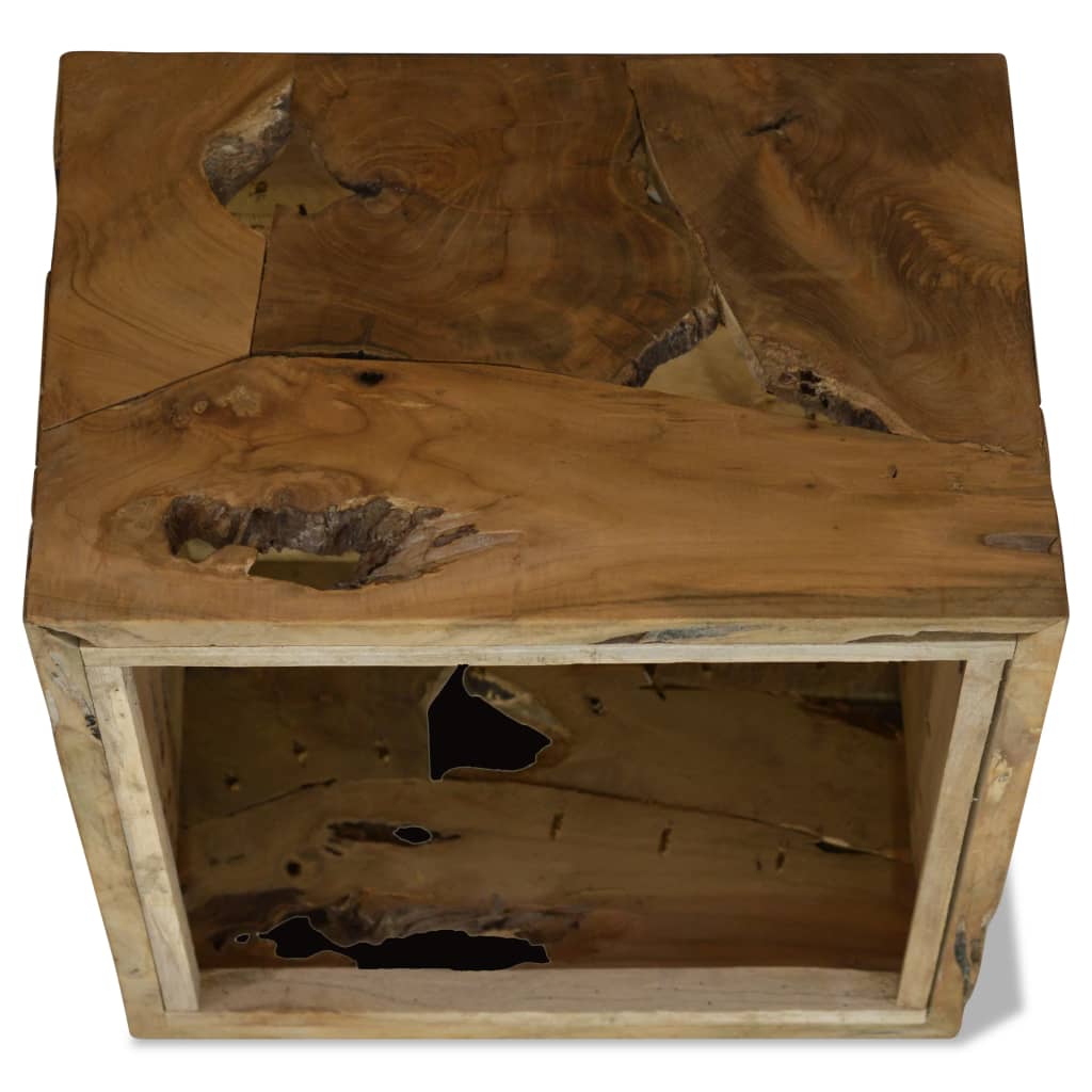 Tavolino da Caffè in Autentico Legno di Teak 50x50x35cm Marrone | homemem39