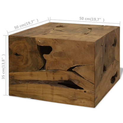 Tavolino da Caffè in Autentico Legno di Teak 50x50x35cm Marrone | homemem39