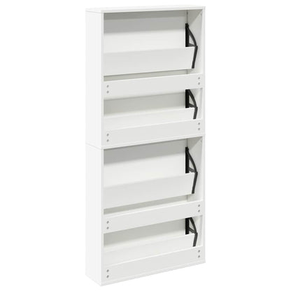 Scarpiera a 4 Strati con Specchio Bianca 63x17x134 cm | homemem39