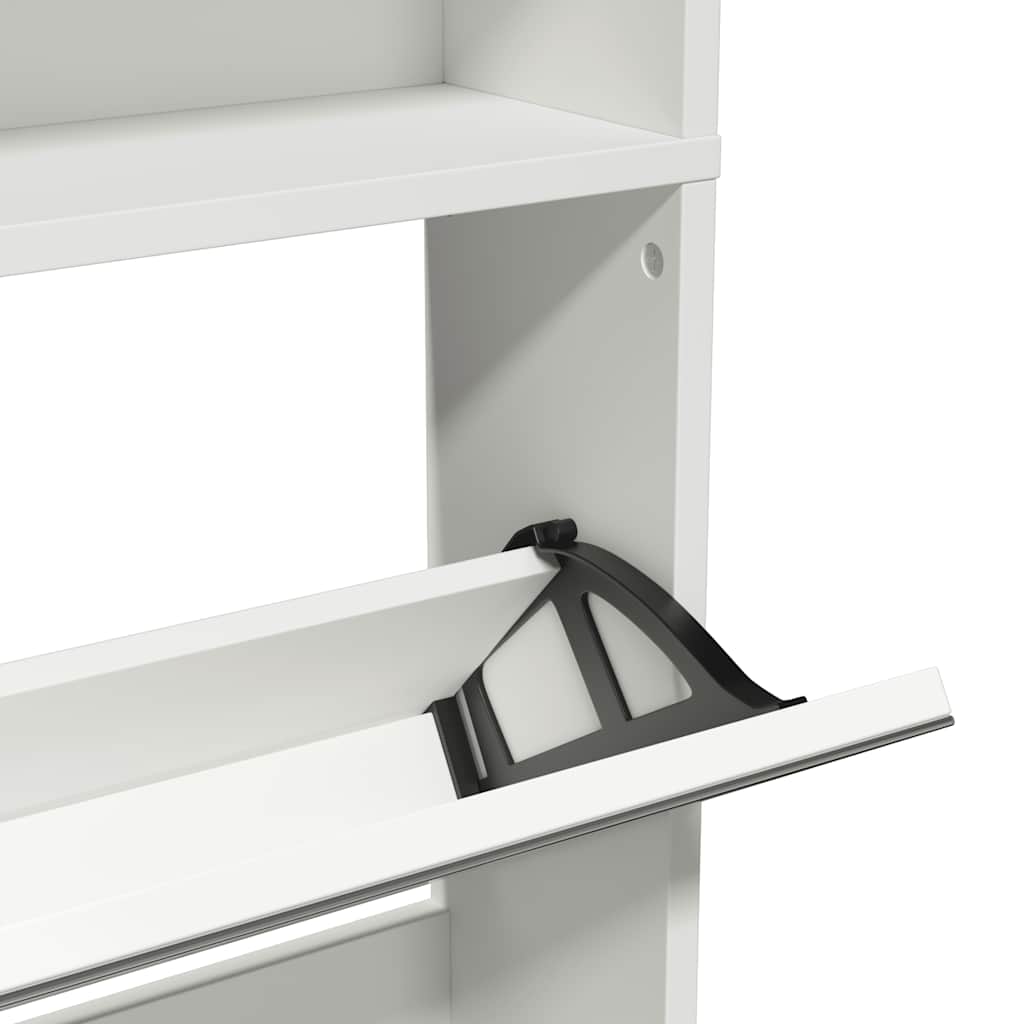 Scarpiera a 4 Strati con Specchio Bianca 63x17x134 cm | homemem39