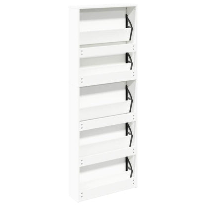 Scarpiera a 5 Strati con Specchio Bianca 63x17x169,5 cm | homemem39