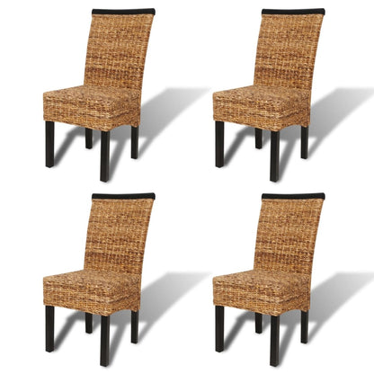 Sedie da Pranzo 4 pz in Legno Massello di Mango e Abaca | homemem39