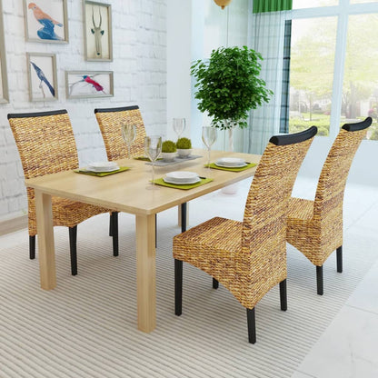 Sedie da Pranzo 4 pz in Legno Massello di Mango e Abaca | homemem39
