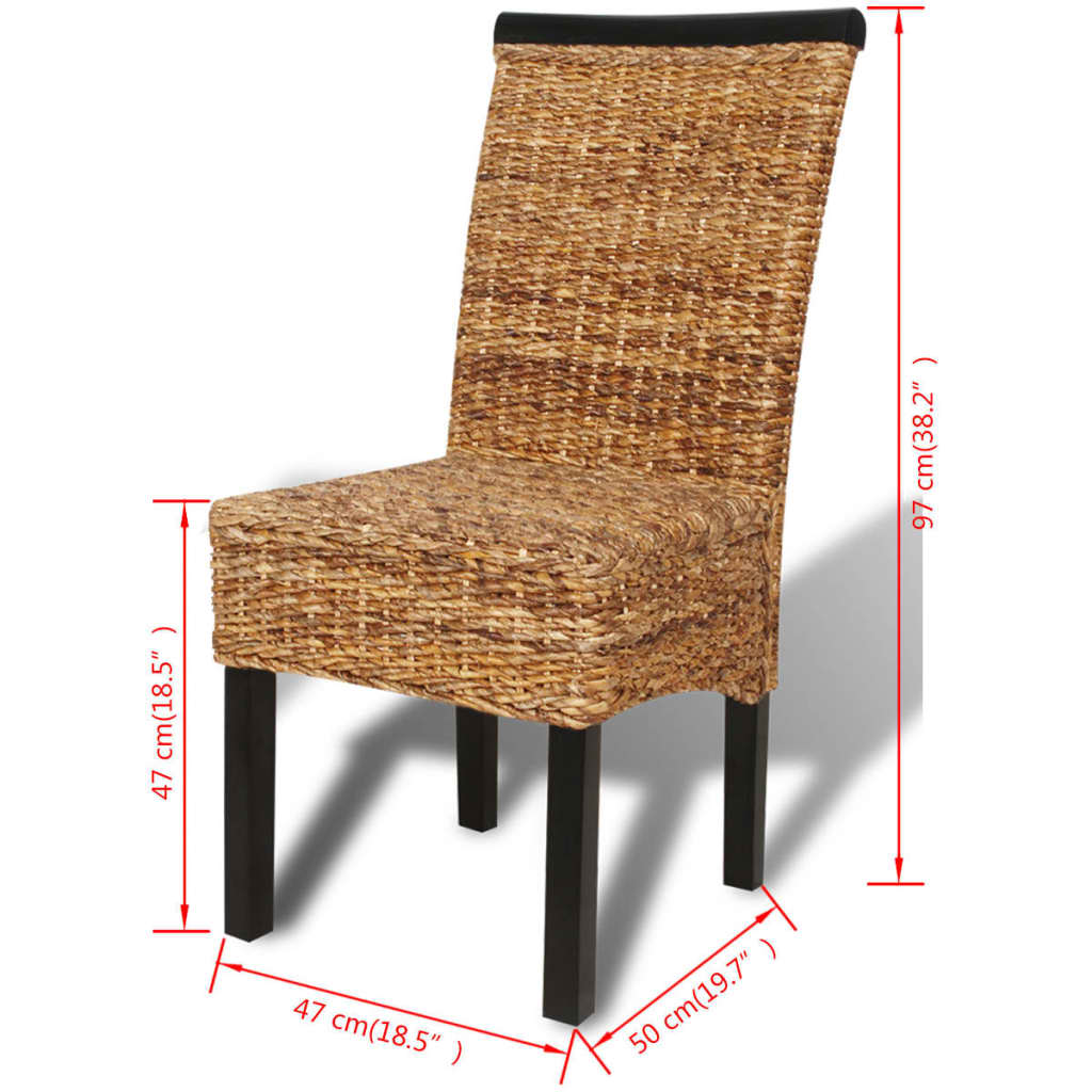 Sedie da Pranzo 4 pz in Legno Massello di Mango e Abaca | homemem39