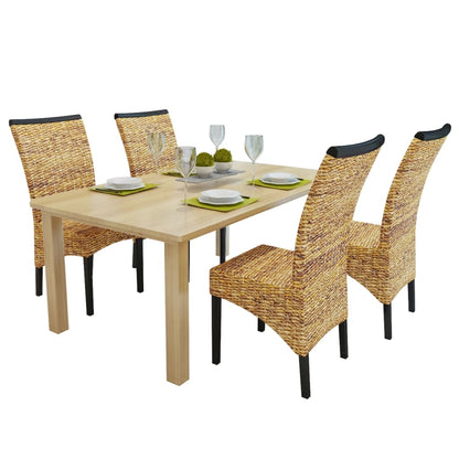 Sedie da Pranzo 4 pz in Legno Massello di Mango e Abaca | homemem39