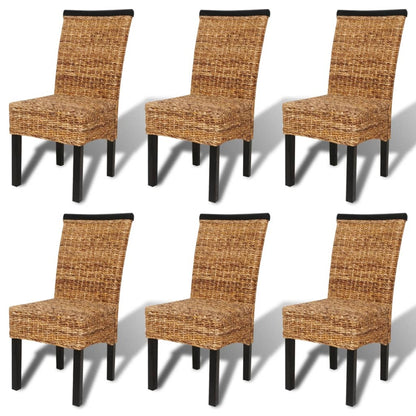 Sedie da Pranzo 6 pz in Abaca e Legno Massello di Mango | homemem39