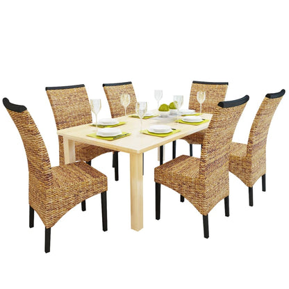 Sedie da Pranzo 6 pz in Abaca e Legno Massello di Mango | homemem39