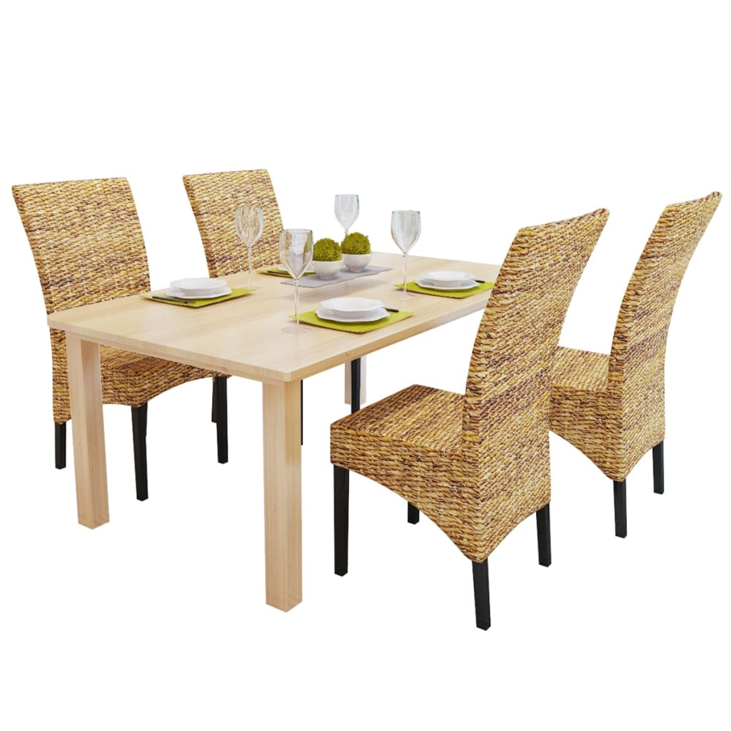 Sedie da Pranzo 4 pz in Legno Massello di Mango e Abaca | homemem39