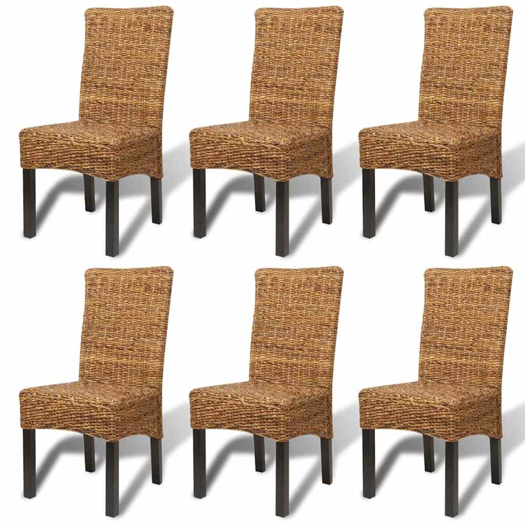 Sedie da Pranzo 6 pz in Abaca e Legno Massello di Mango | homemem39