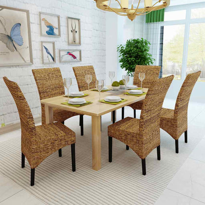 Sedie da Pranzo 6 pz in Abaca e Legno Massello di Mango | homemem39
