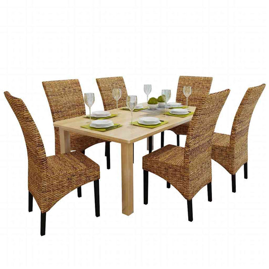 Sedie da Pranzo 6 pz in Abaca e Legno Massello di Mango | homemem39