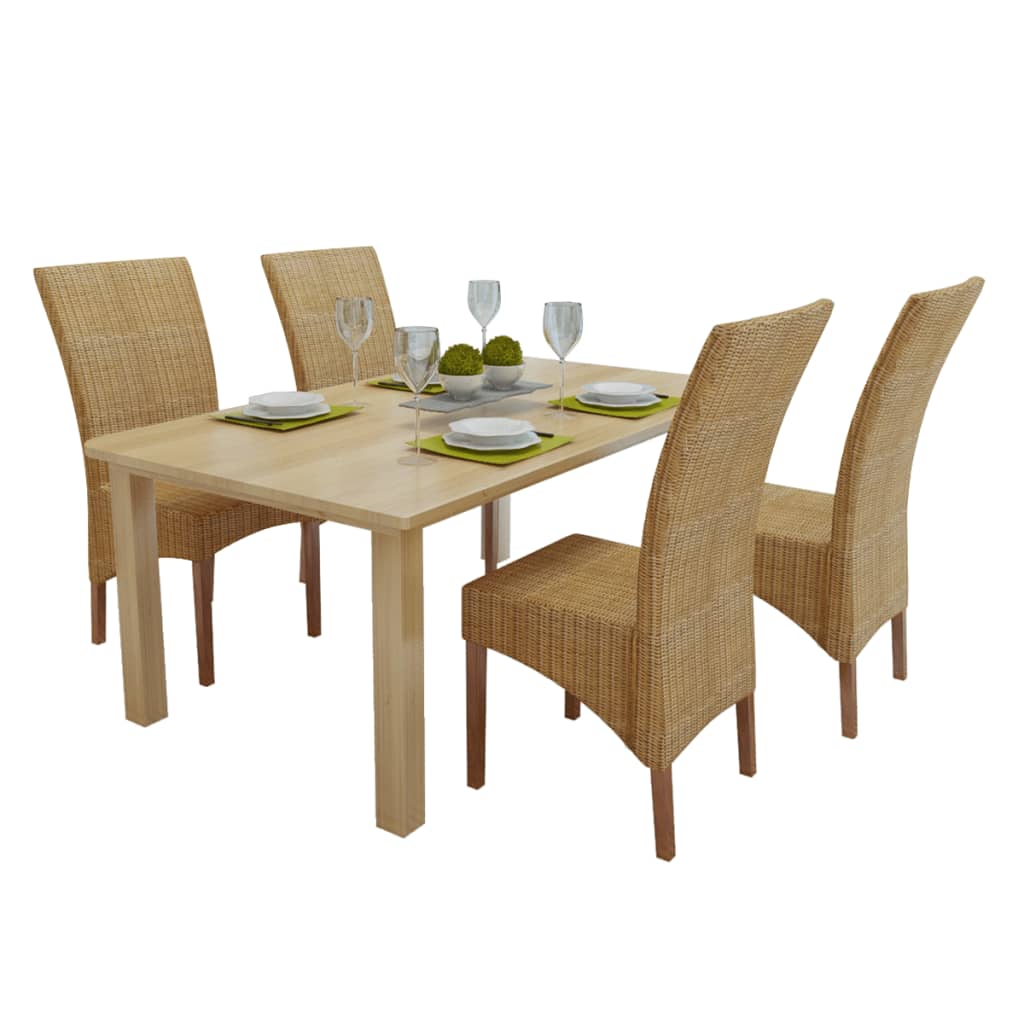 Sedie da Pranzo 4 pz Marroni in Rattan Naturale - homemem39