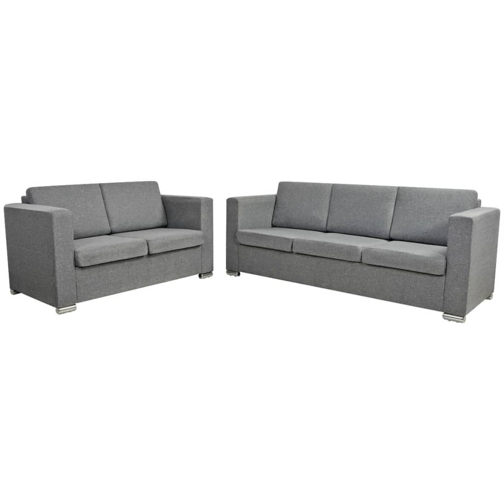2 Pz Set di Divani in Stoffa Grigio Chiaro - homemem39