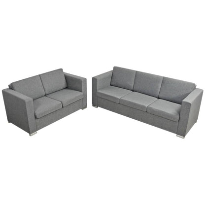 2 Pz Set di Divani in Stoffa Grigio Chiaro