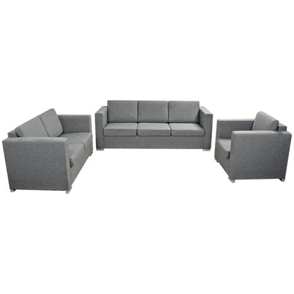 3 Pz Set di Divani in Stoffa Grigio Chiaro