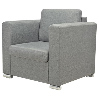 3 Pz Set di Divani in Stoffa Grigio Chiaro - homemem39
