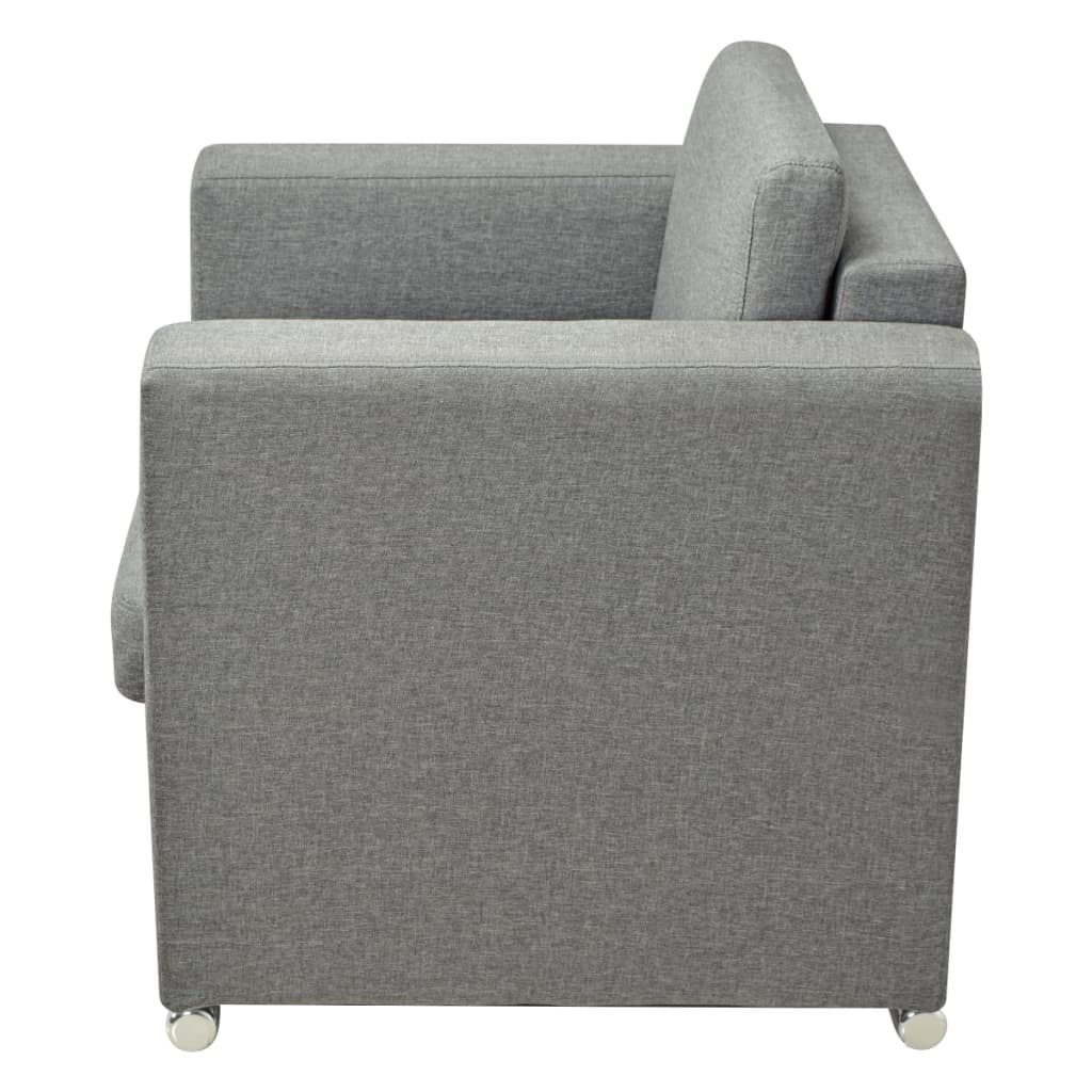 3 Pz Set di Divani in Stoffa Grigio Chiaro - homemem39