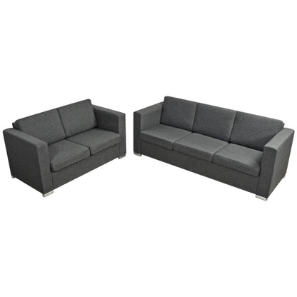 2 Pz Set di Divani in Stoffa Grigio Scuro