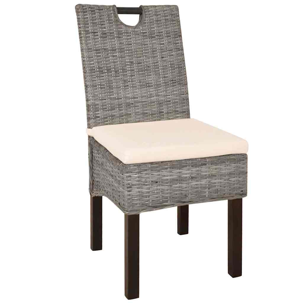 Sedie Sala da Pranzo 4 pz in Rattan Kubu e Legno di Mango | homemem39