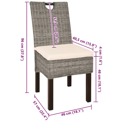 Sedie Sala da Pranzo 4 pz in Rattan Kubu e Legno di Mango | homemem39