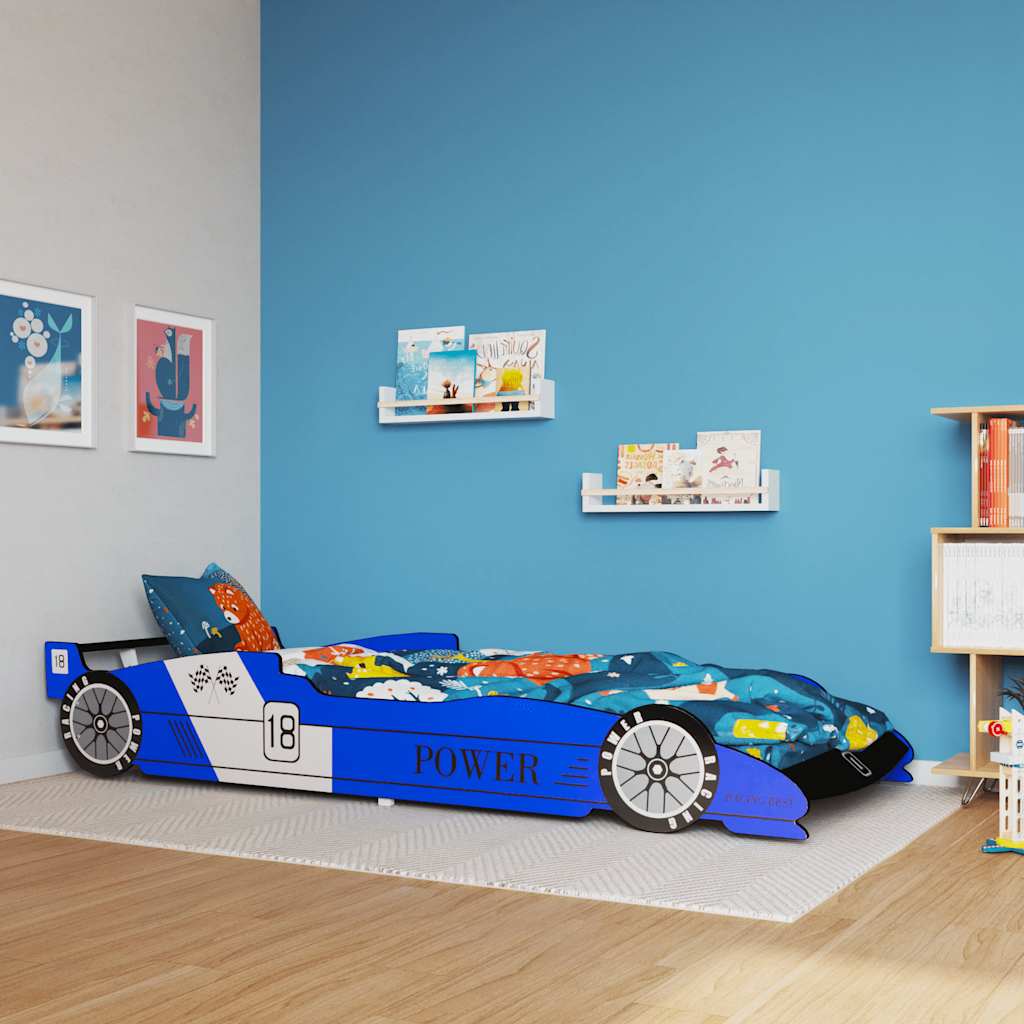 Letto Bambini Auto da Corsa 90x200 cm Blu - homemem39