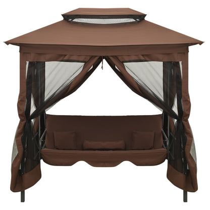 Gazebo Convertibile Panchina a Dondolo Caffè | homemem39