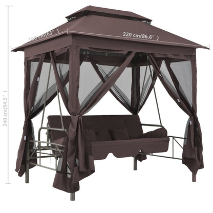 Gazebo Convertibile Panchina a Dondolo Caffè | homemem39
