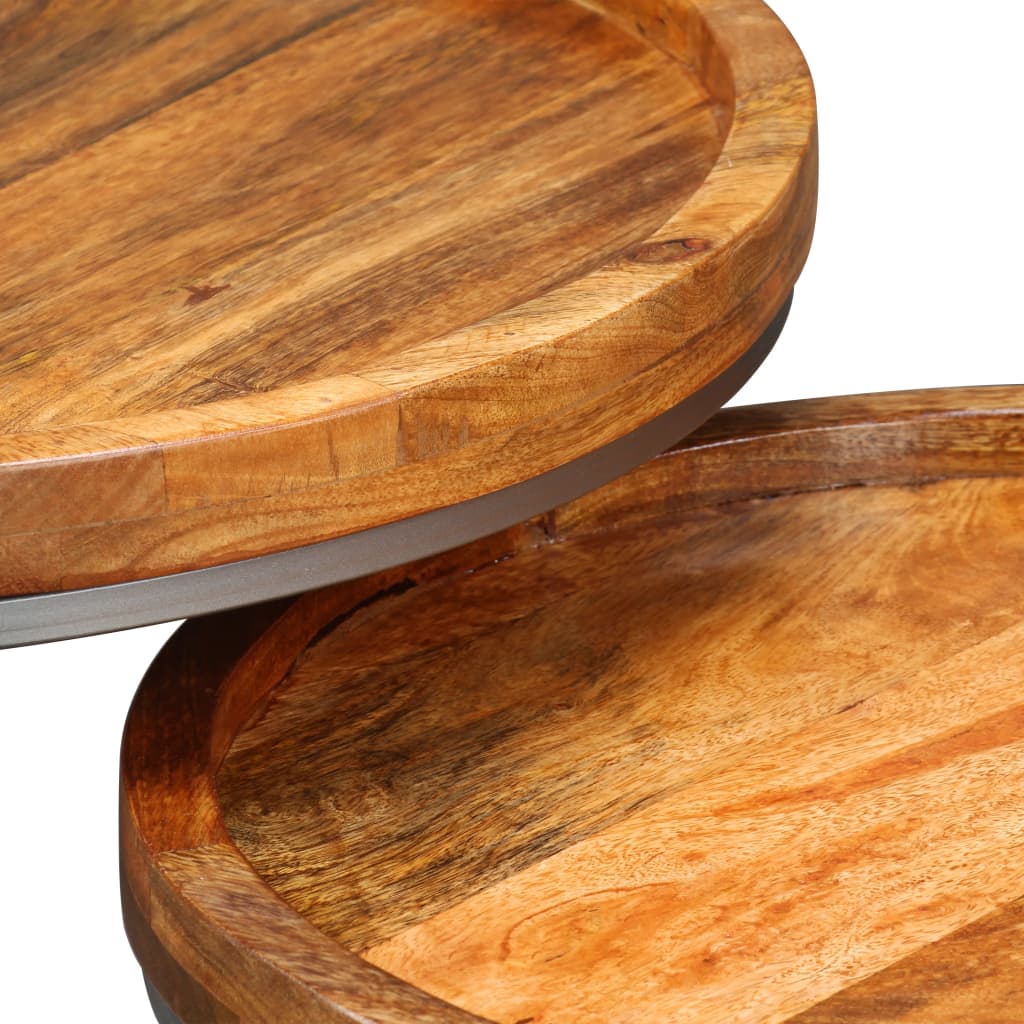 Set Tavolini da Salotto 2 pz in Legno Massello di Mango | homemem39