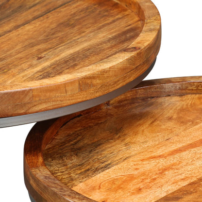 Set Tavolini da Salotto 2 pz in Legno Massello di Mango | homemem39