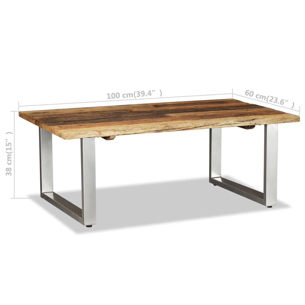 Tavolino da Salotto in Legno Massello Recuperato 100x60x38 cm | homemem39