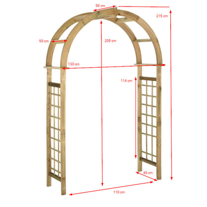 Arco a Traliccio in Legno di Pino Impregnato Verde