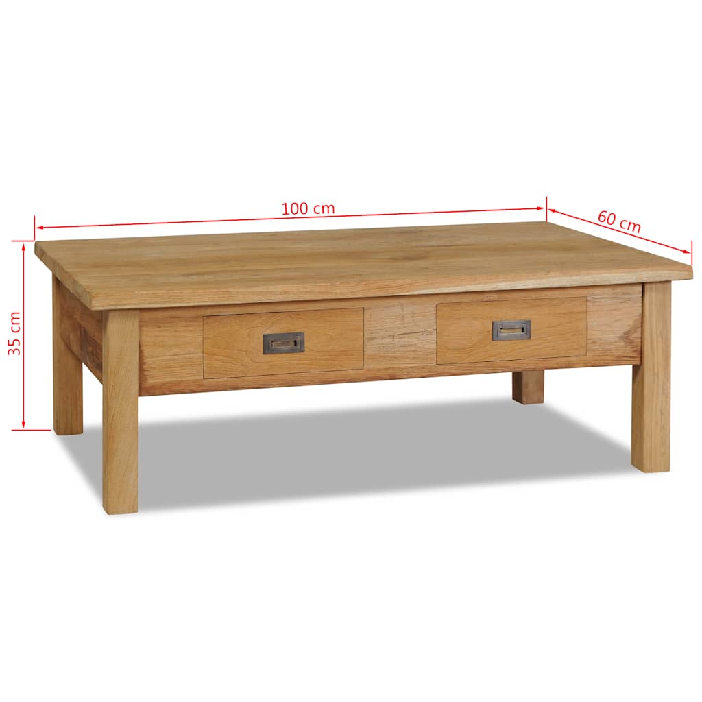 Tavolino da Salotto in Legno Massello di Teak 100x60x35 cm | homemem39