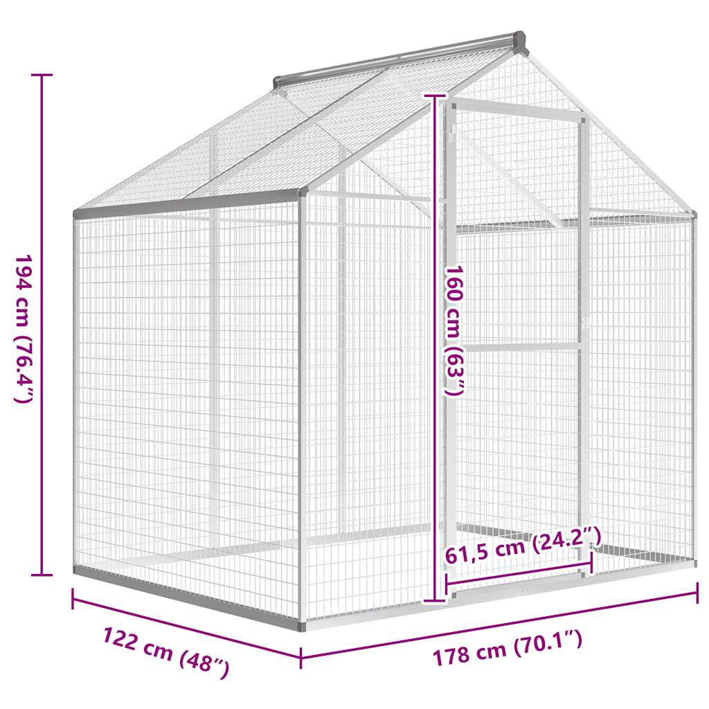 Voliera da Giardino in Alluminio 178x122x194 cm | homemem39