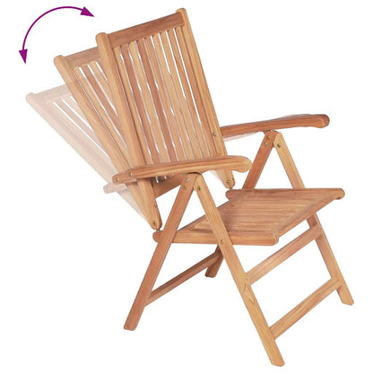 Sedie pieghevoli reclinabili, 2 pezzi, in legno massello di teak