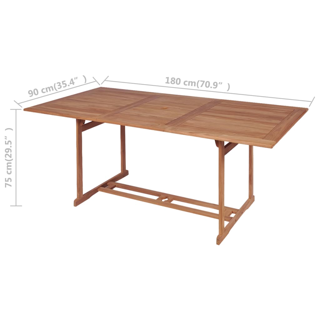 Tavolo da Giardino 180x90x75 cm in Massello di Teak - homemem39
