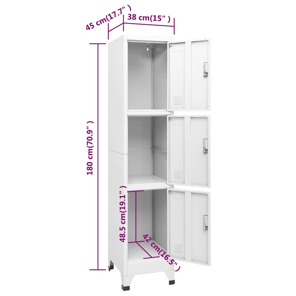 Armadietto a Chiave a 3 Scomparti 38x45x180 cm | homemem39
