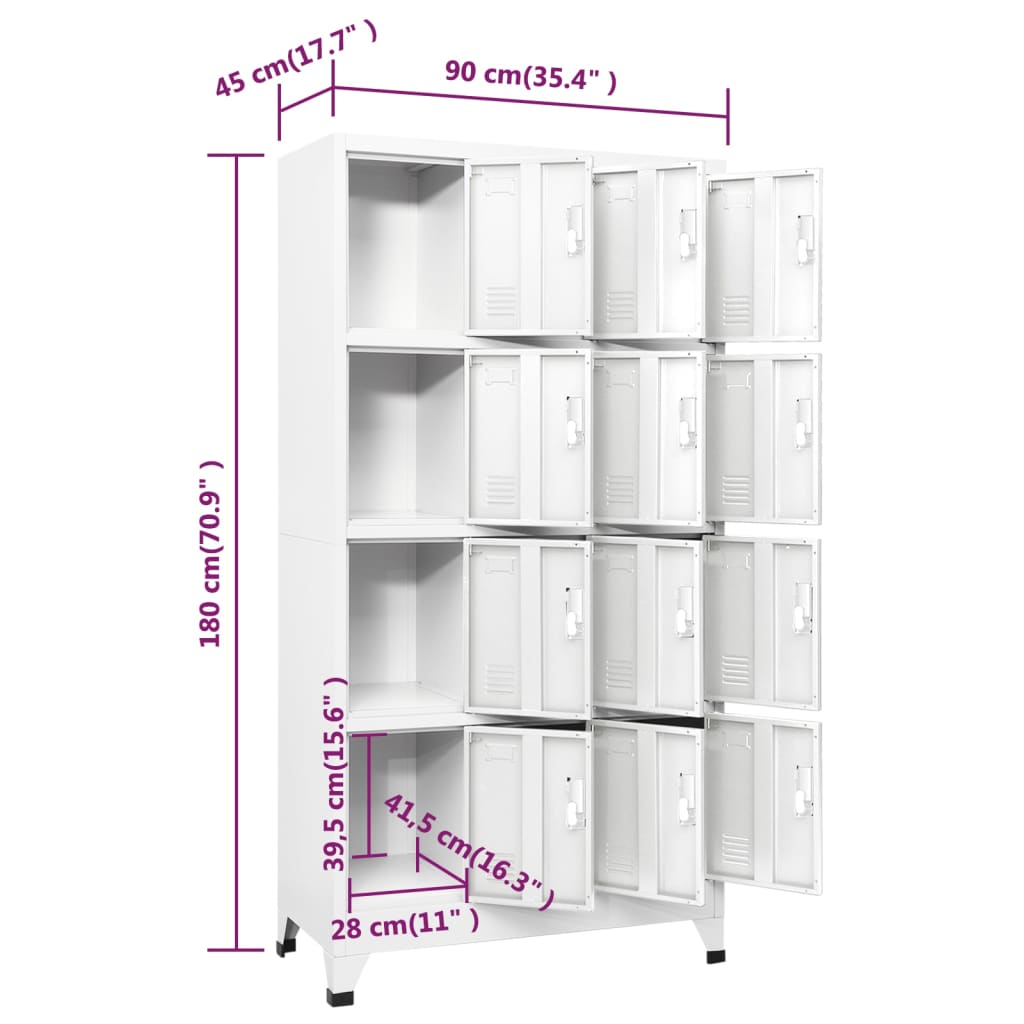 Armadietto a Chiave con 12 Scomparti 90x45x180 cm
