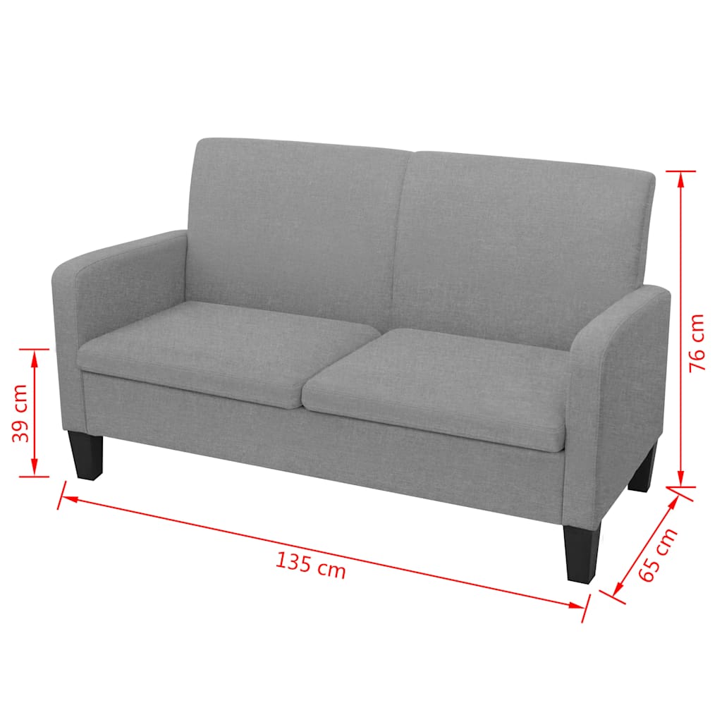 Divano a 2 Posti 135x65x76 cm Grigio Chiaro