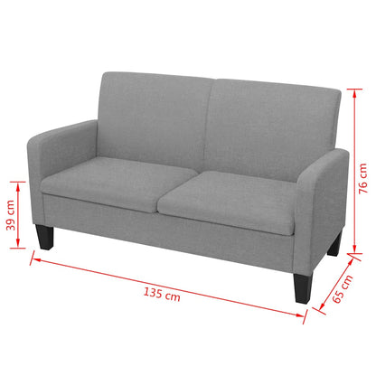 Divano a 2 Posti 135x65x76 cm Grigio Chiaro