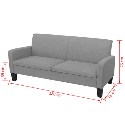 Divano a 3 Posti 180x65x76 cm Grigio Chiaro
