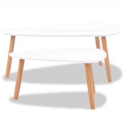 Set Tavolini Salotto 2pz in Legno Massello Massello Pino Bianco | homemem39