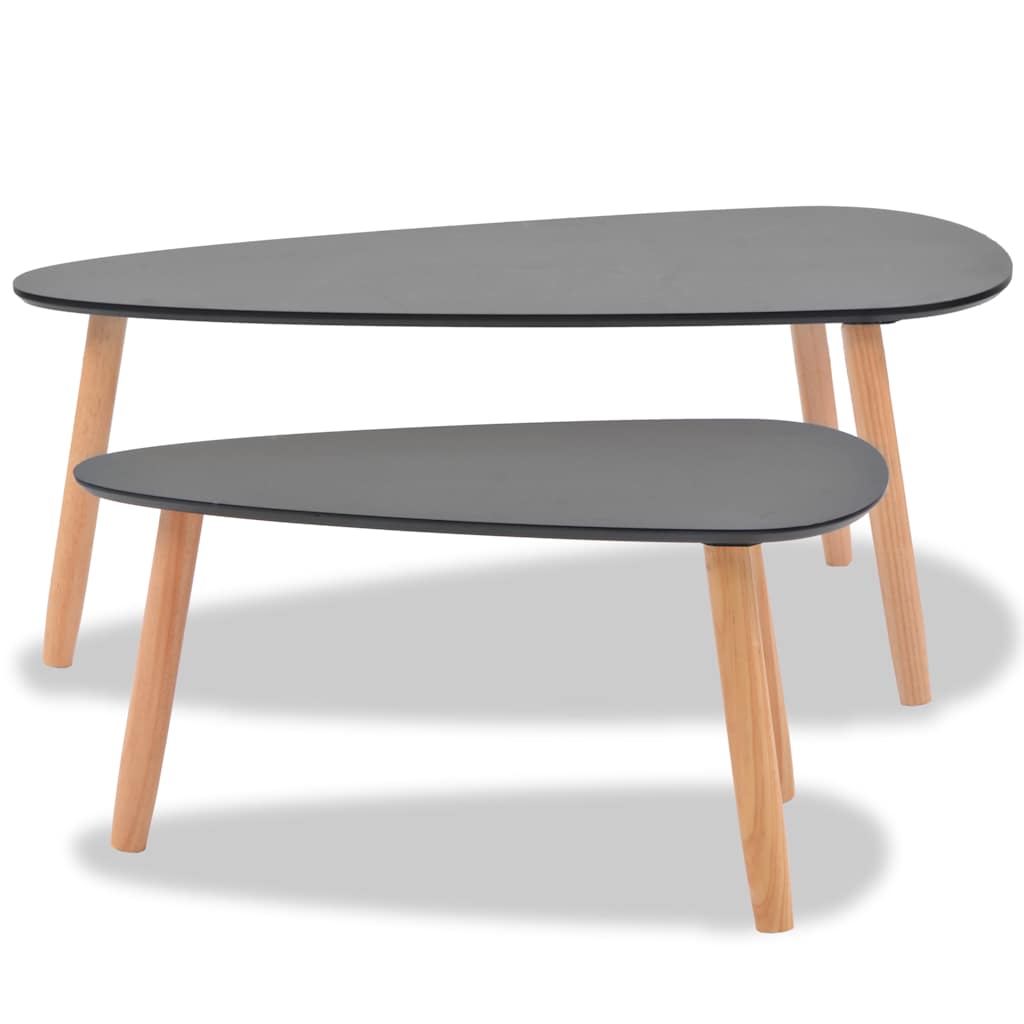 Set Tavolini Salotto 2pz in Legno Massello Massello Pino Nero | homemem39